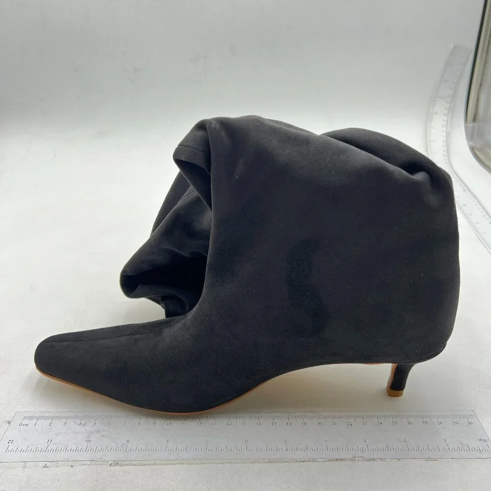 Black Women Comfortable Low Heel Pull on Stylish Knee High Boots Square Toe Boot